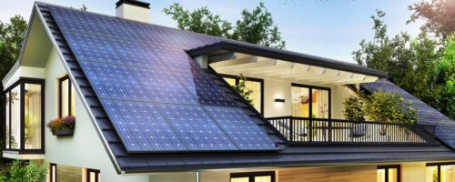 Solar-panels-on-the-gable-roof-of-a-beautiful-modern-home